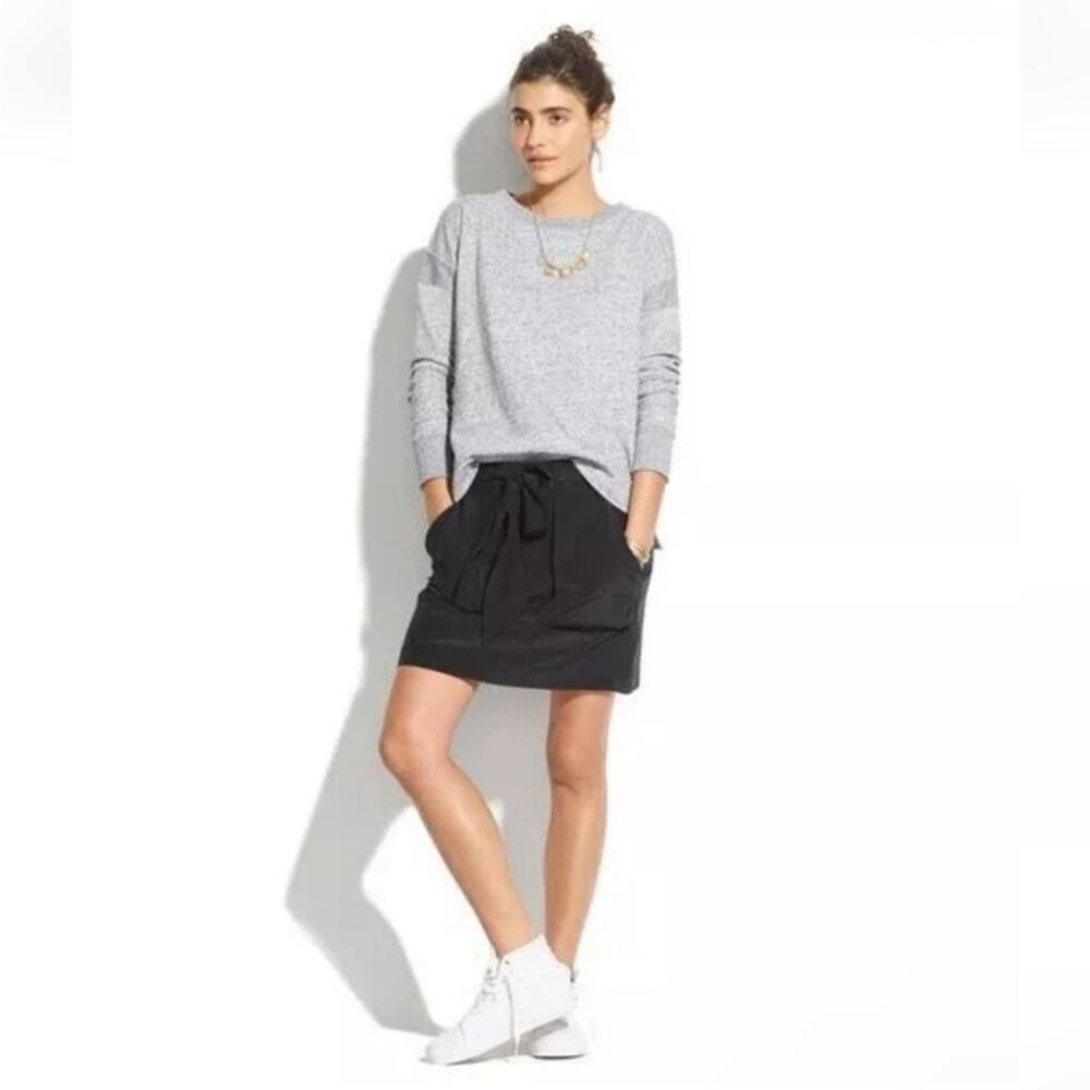Madewell Lookout 100% Silk Black Tie Waist Mini Skirt Sz XS